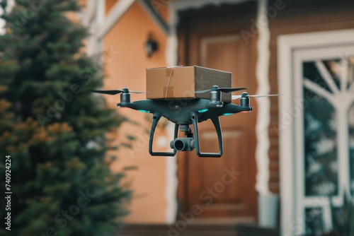 Smart package Drone Delivery smart garden sensors. Box shipping mobility analytics parcel remote area drone delivery transportation. Logistic tech shipping mobility mystery box