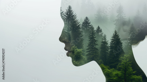 Merging Nature and Humanity Double Exposure Portrait
