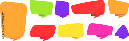 Set of colored speech bubbles. Say bubble text, chat, message box. Blank empty vector white speech bubbles.