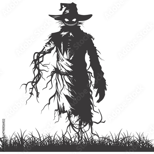 Silhouette Scarecrow Scary Spooky black color only full body