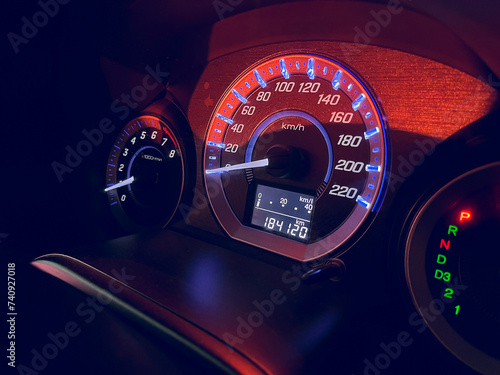 Dashboard of mileage car for background