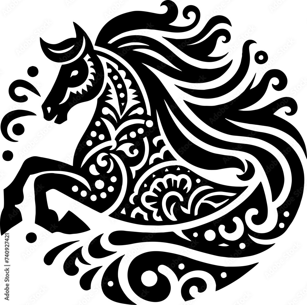 Horse vector silhouette in mexican style 