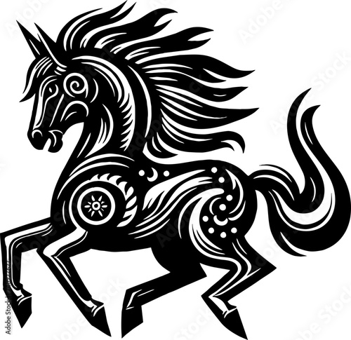 Fototapeta Naklejka Na Ścianę i Meble -  Horse vector silhouette in mexican style 