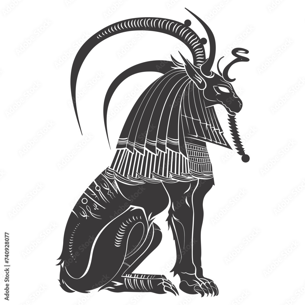 Fototapeta premium Silhouette spinx the egypt Mythical Creature black color only full body