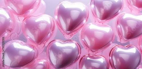 a cluster of pink hearts in the background