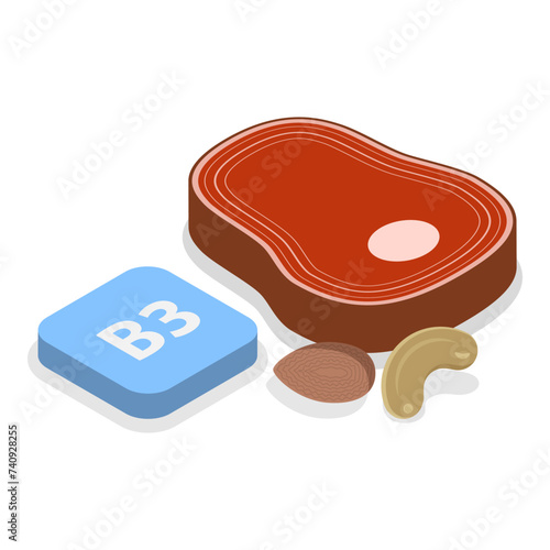 3D Isometric Flat Vector Illustration of Vitamins And Minerals, Healthy Food Supplements. Item 3