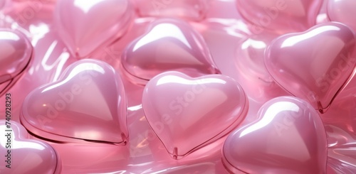 a cluster of pink hearts in the background