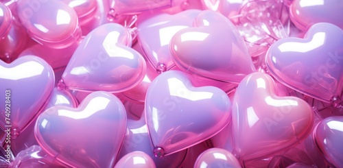 a cluster of pink hearts in the background