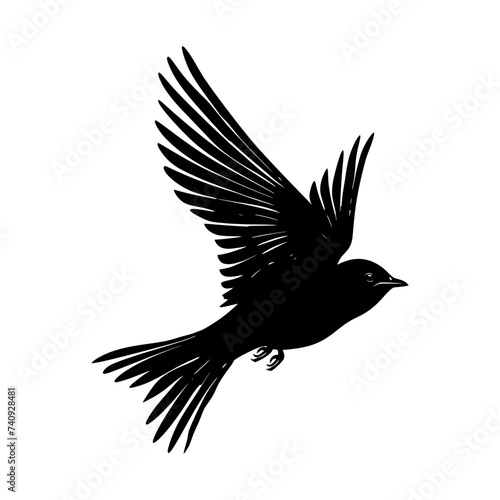 Silhouette swallow bird black color only full body