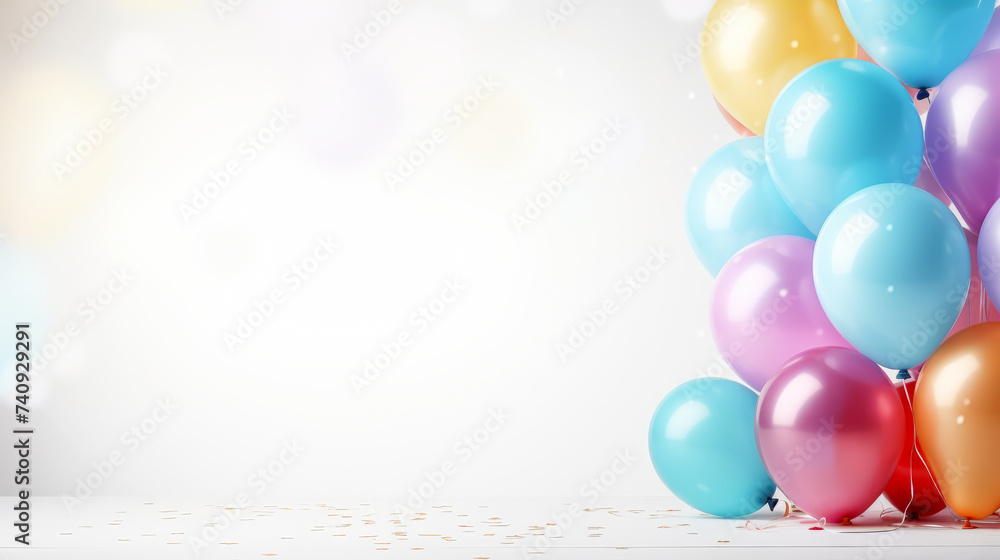 colorful balloons isolated on white background  - Generative AI
