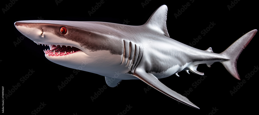 Naklejka premium Shark isolated on black background
