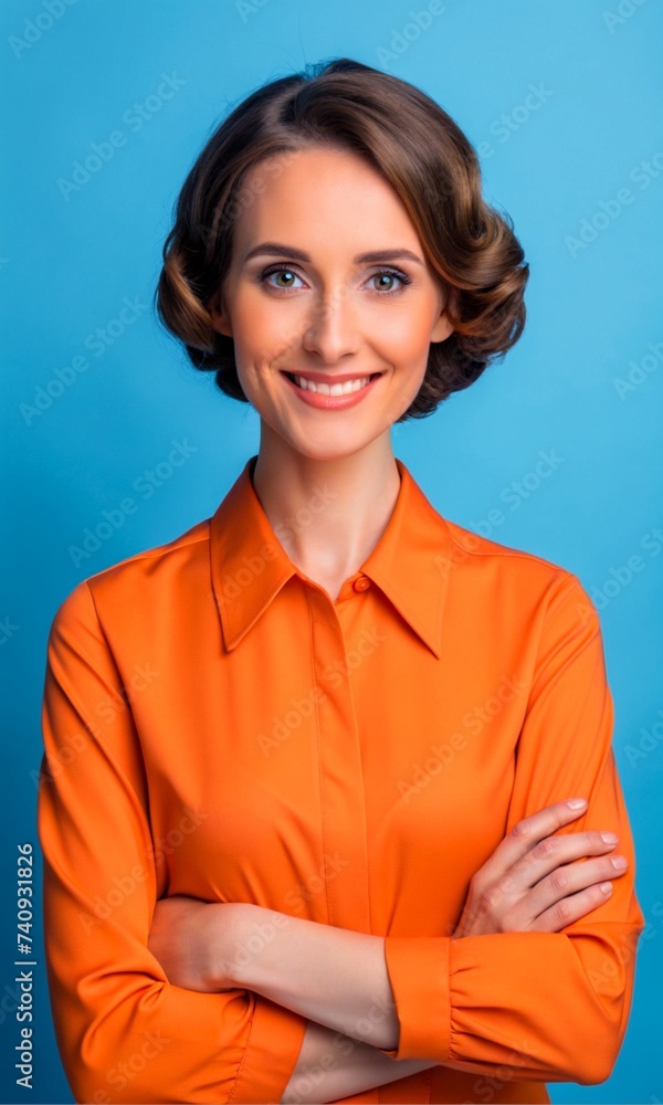 A youthful woman exudes confidence with her flawless, radiant smile, epitomizing perfect dental health and self-assured allure