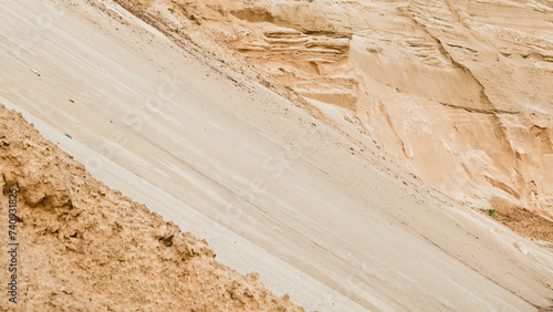 Canvas Print sand quarry, in the photo there is a close-up of sand in the quarry