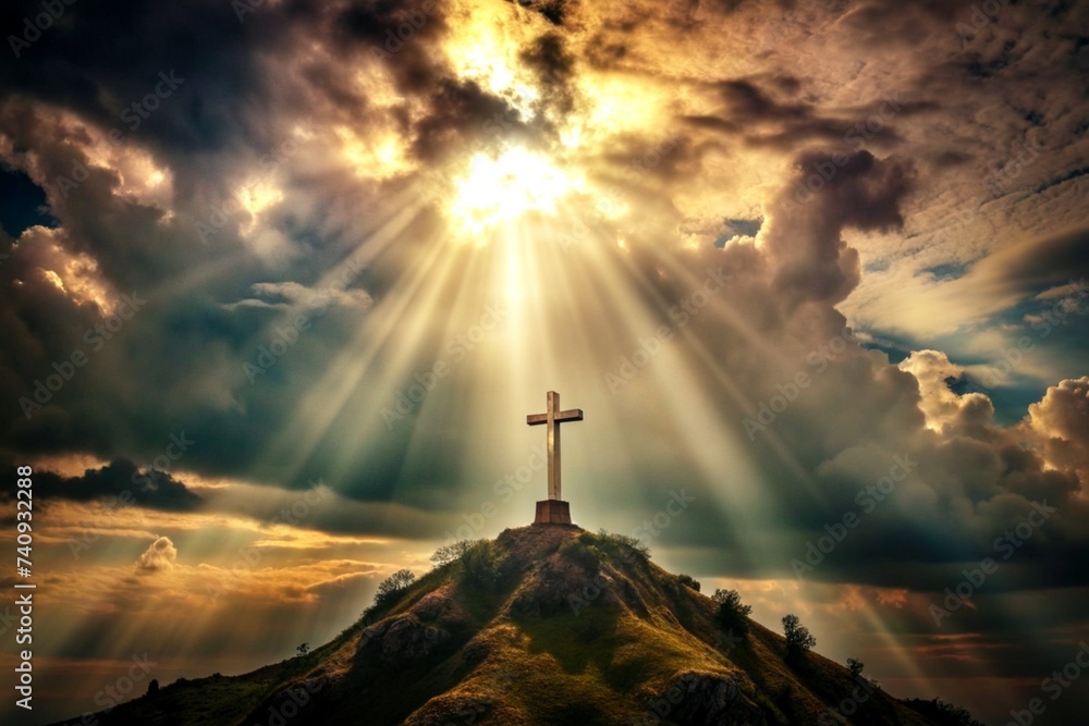 holy cross symbolizing the death and resurrection of Jesus Christ with ...