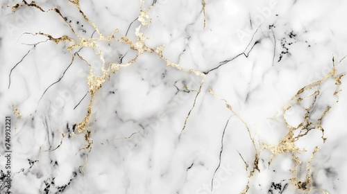 A seamless, high-resolution image of luxurious white marble with intricate gold veins, perfect for a sophisticated wallpaper background. 8k