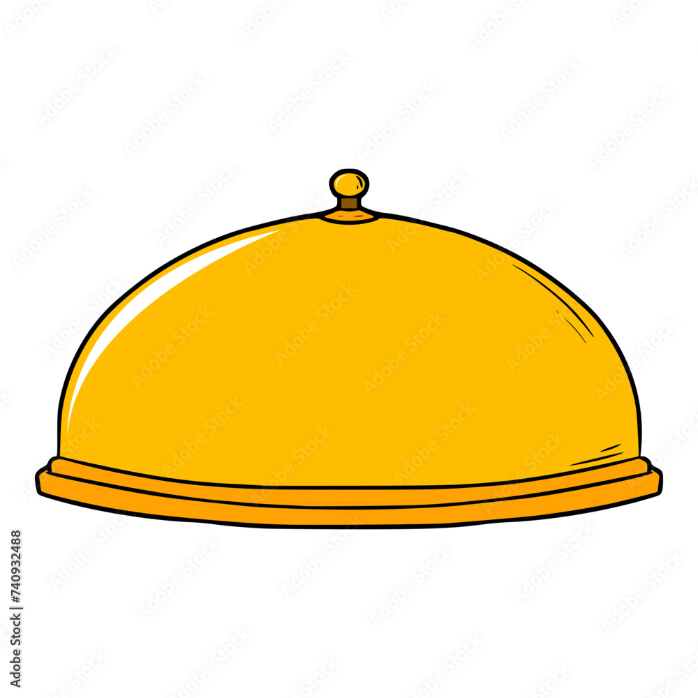 Fototapeta premium golden cloche on a plate illustration hand drawn isolated vector