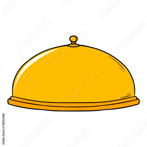 golden cloche on a plate illustration hand drawn isolated vector