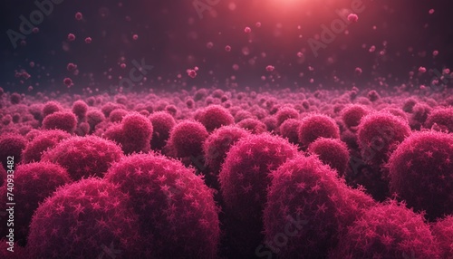 Abstract pathogen illustration. Microscopic view. Infection, disease microbiology concept. Fungal, mold, mushroom, spore, yeast, bacteria, yeast image. 3d rendered style of SEM (TEM).