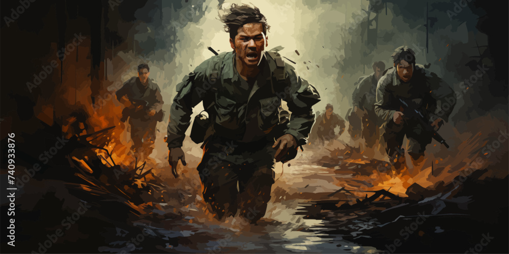 Fototapeta premium Running warrior. Vector illustration