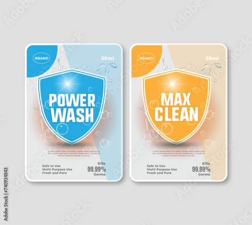 Free vector super wash and ultra clean detergent label