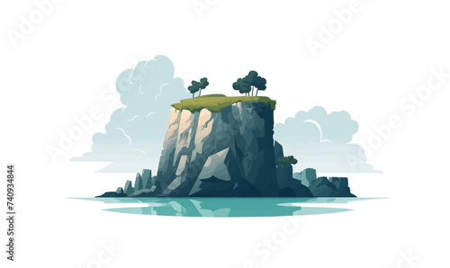 rock island in sea vector flat minimalistic isolated illustration