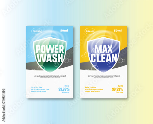 Free vector super wash and ultra clean detergent label