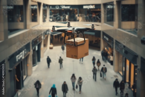 Smart package Drone Delivery construction site mapping drone. Box shipping v2x parcel gadgets box transportation. Logistic tech expedited freight mobility parcel delivery flexibility