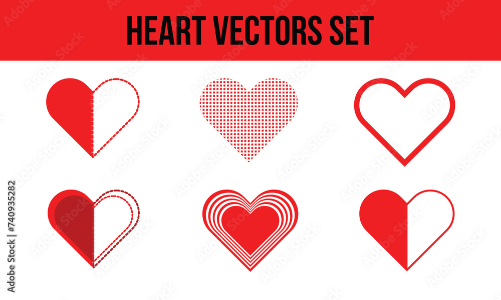 Heart vectors set, love vectors set