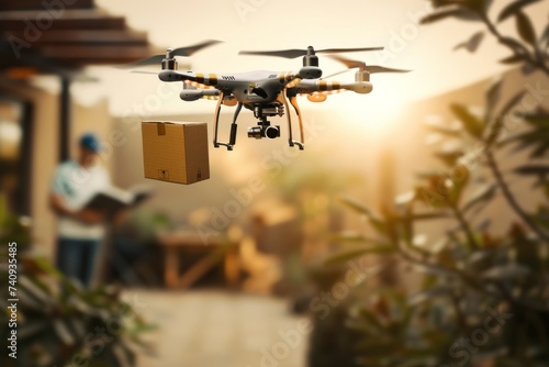 Smart package Drone Delivery parcel delivery insurance. Box shipping indoor hydroponics parcel cardboard box transportation. Logistic tech supervised learning mobility drone logistic photo