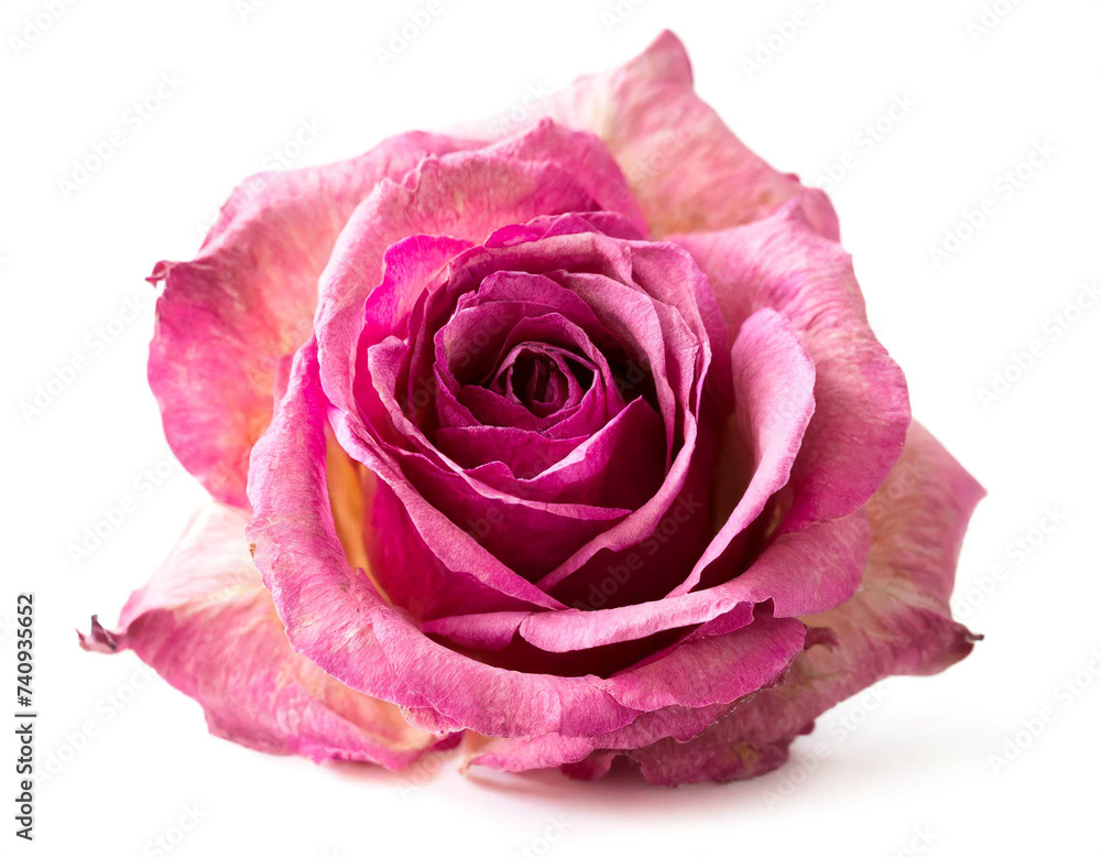 rosa getrocknete Rose isoliert auf weißen Hintergrund, Freisteller rosa getrocknete Rose isoliert auf weißen Hintergrund, Freisteller