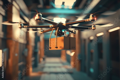 Smart package Drone Delivery risk management in drone logistic. Parcel mobility as a service box freight management shipping. Logistic garden space optimization mobility freight route