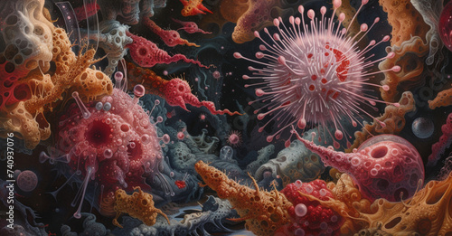 Microscopic Analysis of Leukemia: Detailed Study of Malignant Cells in Blood © oraziopuccio