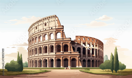 Colosseum vector isolated on whit photo