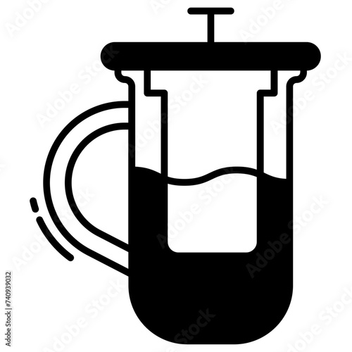 french press glyph and line vector illustration