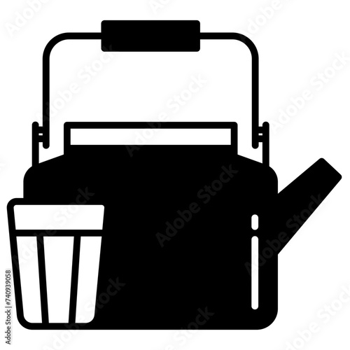tea white sugar sachet glyph and line vector illustration