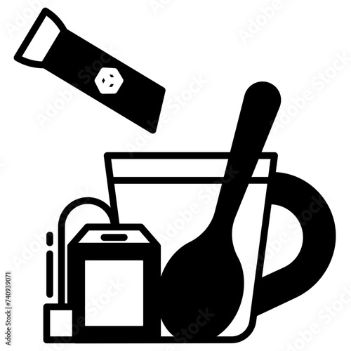 tea brewing glyph and line vector illustration