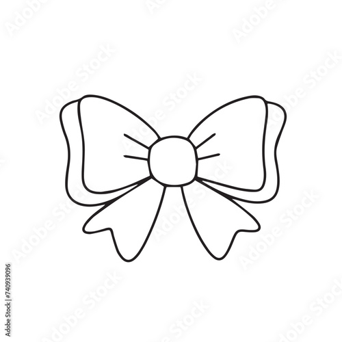 Outline bow isolated on white background. Bow in doodle style. Hand drawn vector art. © clelia-clelia