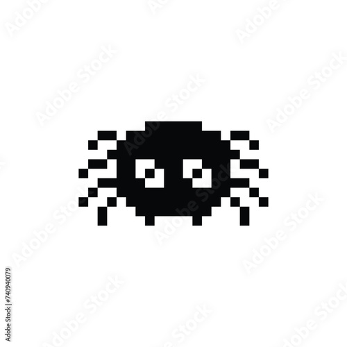 spider icon 8 bit, pixel art  halloween spider icon  for game  logo.