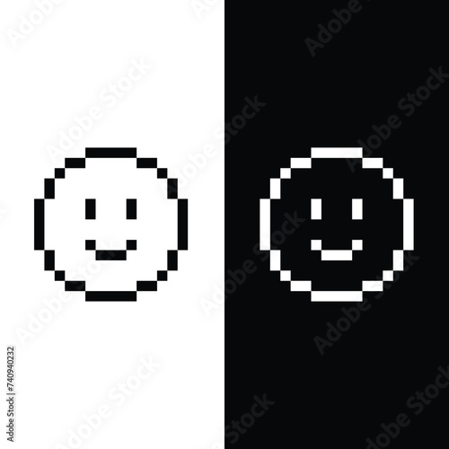 pixel art   smile icon vector game 8 bit  pixel Emoticon icon