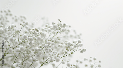 Gypsophila sprigs on white background white flowers blossom