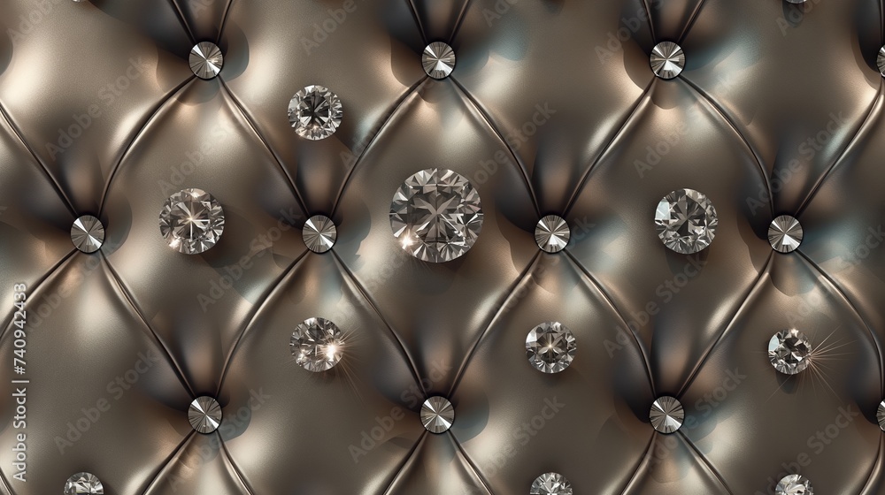 Fototapeta premium An elegant diamond pattern enhanced with realistic crystal accents, shimmering subtly against a neutral background for a luxurious wallpaper. 8k