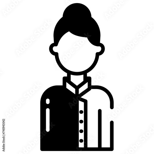 Massager woman glyph and line vector illustration