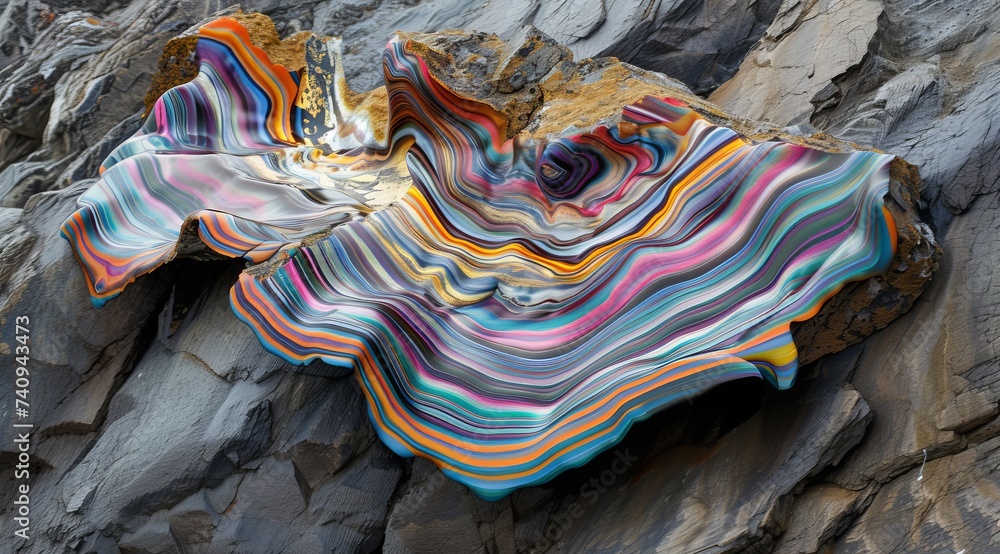 Colorful Fluid Strata Layers Resembling Natural Geological Formations
