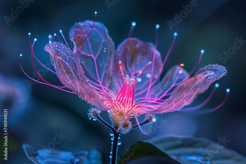 a stunning vibrant bioluminescent flower