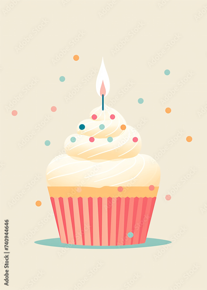 cupcake with candles vector, in the style of confetti-like dots сreated with Generative Ai cupcake with candles vector, in the style of confetti-like dots сreated with Generative Ai