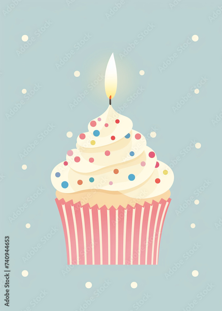 cupcake with candles vector, in the style of confetti-like dots сreated with Generative Ai cupcake with candles vector, in the style of confetti-like dots сreated with Generative Ai
