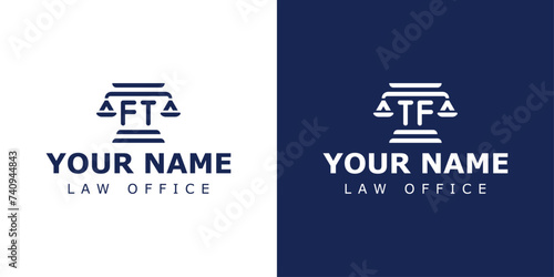 Letters FT and TF Legal Logo, suitable for lawyer, legal, or justice with FT or TF initials