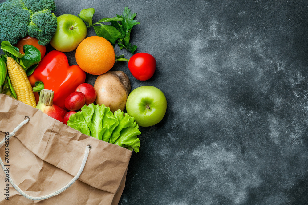 Healthy food in a paper bag, vegetables, fruits on a white isolated background. Vegetarian food delivery. Concept for grocery shopping, copy space. Healthy food in a paper bag, vegetables, fruits on a white isolated background. Vegetarian food delivery. Concept for grocery shopping, copy space.