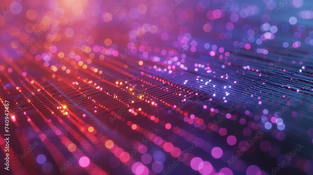 Fototapeta premium A close-up view of a liquid crystal display at the pixel level, with colors merging and separating, representing the technology behind digital screens. 8k