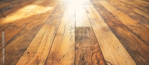 The sunlight filters through the wooden planks of the floor  creating a warm natural landscape indoors